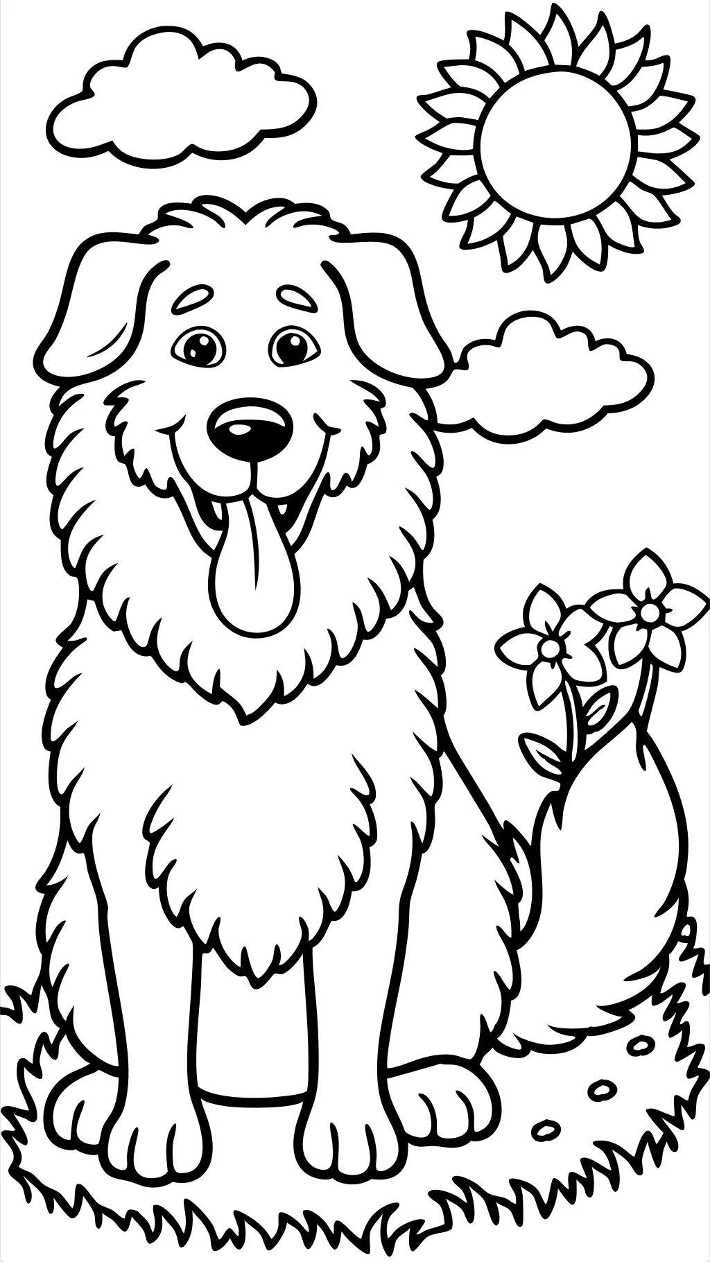 coloring page flea and dog drawing